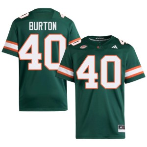 Green Brennan Burton Mens Stitched UMiami Hurricanes College Football #40 Jersey 569737-781