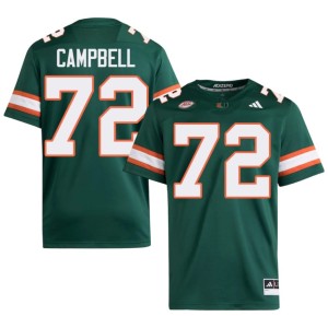 Green #72 Demetrius Campbell Miami Replica College Football Men's Jerseys 864709-719
