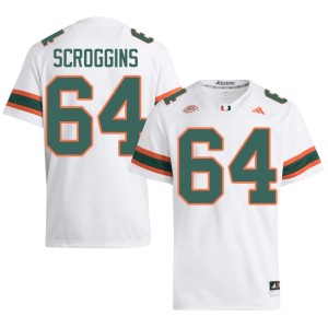 White #64 UMiami Hurricanes Ralph Scroggins Stitched College Football Men's Jersey 576289-989