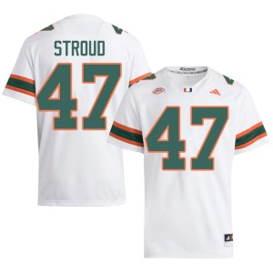 White Miami Hurricanes Mens Stone Stroud #47 College Football Official Jerseys 836703-251
