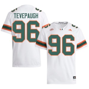 White #96 Tucker Tevepaugh 2026 Men College Football Canes Jersey 808189-686