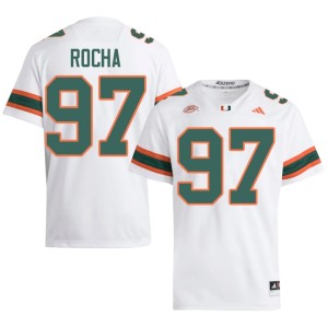 White UM Hurricanes College Football Will Rocha Mens #97 Game Jersey 139069-885