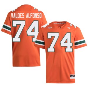 Orange #74 Yerovi Valdes Alfonso College Football Official UMiami Men's Jerseys 407771-658
