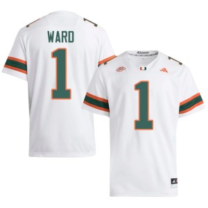 White Mens Cam Ward College Football #1 Canes Limited Jerseys 717025-623