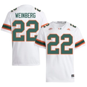 White #22 Jake Weinberg Stitched Canes College Football Mens Jerseys 848874-709