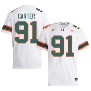 White College Football University UMiami Mens #91 Jarquez Carter Jersey 610791-409