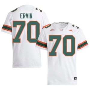 White #70 Mens Joel Ervin Hurricanes College Football Stitched Jersey 568918-974