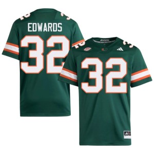 Green Men's High School College Football Justin Edwards University of Miami #32 Jerseys 894575-979