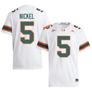 White #5 Mens College Football University Miami of Florida Luke Nickel Jerseys 784981-609