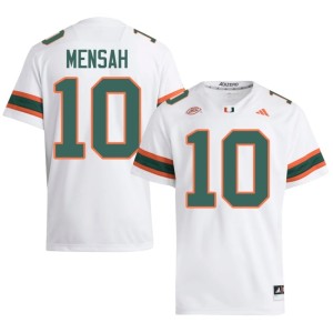 White Men Darian Mensah UM Hurricanes Stitched #10 College Football Jersey 452167-860