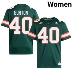 Green College Football NCAA Womens UM Brennan Burton #40 Jersey 986103-741