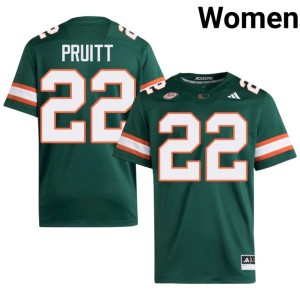 Green #22 College Football University of Miami Women Cam Pruitt Embroidery Jerseys 895791-306
