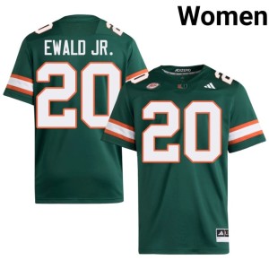 Green Chris Ewald Jr. College Football UM Hurricanes Women #20 Replica Jersey 948733-602