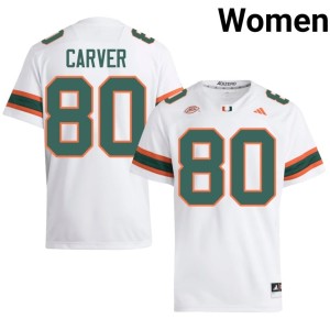 White College Football Women's #80 Hunter Carver NCAA Miami Hurricanes Jersey 414064-692