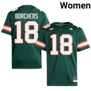 Green #18 Women Player Joe Borchers College Football Miami Jerseys 296207-573