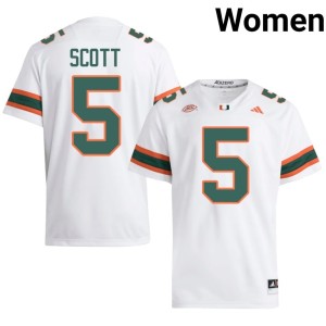 White Womens #5 Embroidery Justin Scott College Football University of Miami Jersey 589108-707