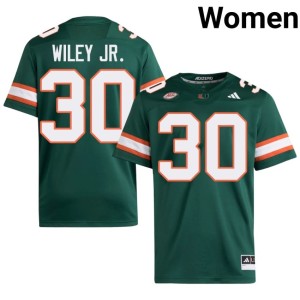 Green #30 College Football Kellen Wiley Jr. Womens Stitched Miami Hurricanes Jerseys 885901-784