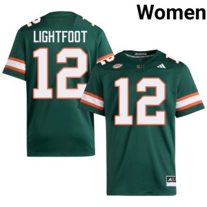 Green College Football UMiami #12 University Women's Marquise Lightfoot Jerseys 106744-381