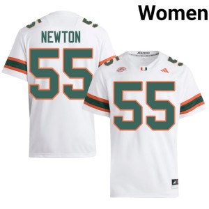 White 2026 Women College Football #55 Mykah Newton UMiami Hurricanes Jersey 884873-425