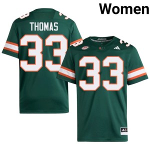 Green #33 Women Nick Thomas Limited Canes College Football Jersey 136889-429