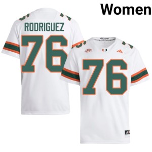 White 2026 Miami Hurricanes College Football Women #76 Ryan Rodriguez Jersey 312051-299