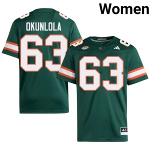 Green University of Miami College Football #63 Womens NCAA Samson Okunlola Jerseys 423060-496