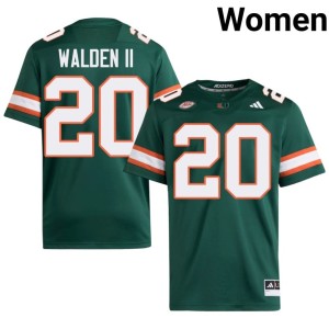 Green Hurricanes #20 College Football Stitched Women Terrell Walden II Jersey 845983-767