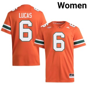 Orange Women's College Football Xavier Lucas University #6 UM Hurricanes Jerseys 217526-941