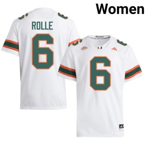 White College Football Antrel Rolle Hurricanes Women Limited #6 Jersey 509884-576