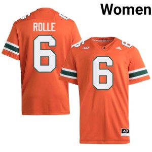 Orange Antrel Rolle College Football UM University Women's #6 Jerseys 111156-675