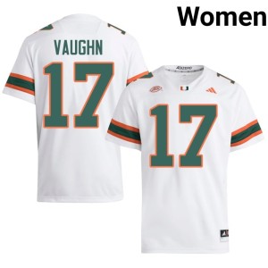 White Womens Cam Vaughn UM Hurricanes College Football #17 2026-27 Jersey 897959-814