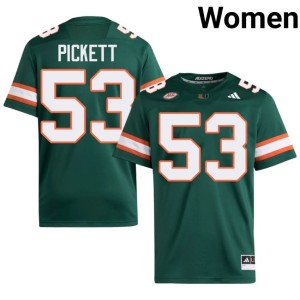 Green Hurricanes College Football #53 High School Canon Pickett Women Jerseys 461431-348