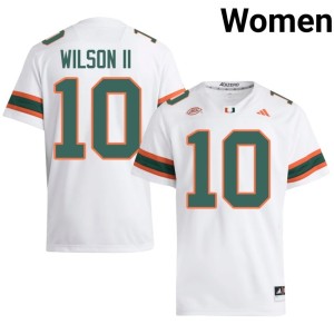 White Damon Wilson II #10 Women Embroidery College Football UMiami Hurricanes Jerseys 329643-434