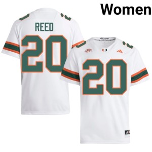 White Replica UMiami Hurricanes #20 Womens Ed Reed College Football Jerseys 557395-114