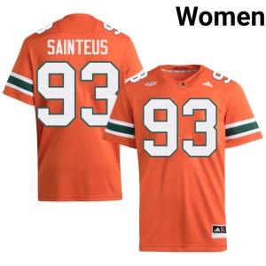 Orange Fred Sainteus College Football University #93 Miami of Florida Women's Jerseys 719029-293