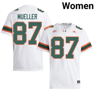 White Gavin Mueller #87 Replica College Football Women's Canes Jerseys 604360-777