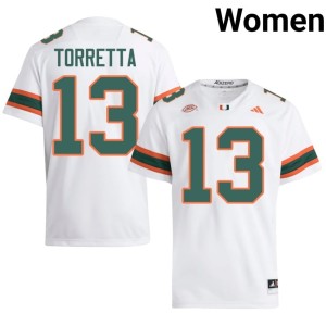White UMiami Womens Limited College Football #13 Gino Torretta Jerseys 462711-935