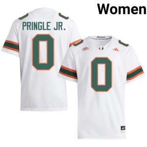 White Hurricanes #0 Stitched Girard Pringle Jr. Womens College Football Jerseys 277926-760