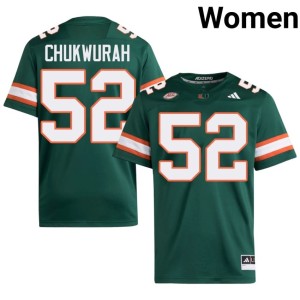 Green 2026 Womens Isaac Chukwurah Hurricanes College Football #52 Jersey 784251-662