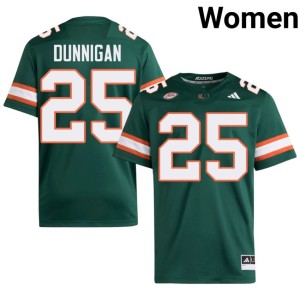 Green #25 Women's Miami of Florida College Football Player JJ Dunnigan Jerseys 731436-583