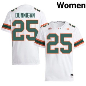 White Women JJ Dunnigan College Football 2026 #25 UMiami Hurricanes Jersey 838864-496
