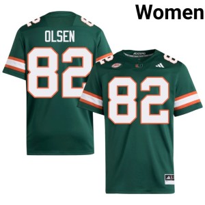 Green Embroidery Jack Olsen Women's #82 College Football Hurricanes Jerseys 667717-140
