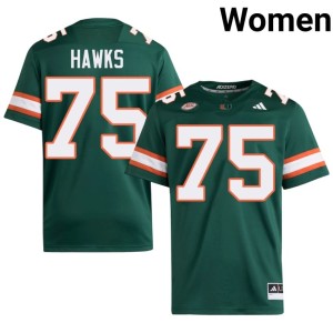 Green Miami Jacob Hawks Women's Limited #75 College Football Jersey 935058-430