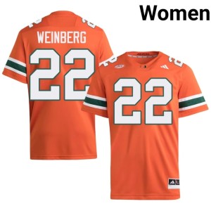 Orange #22 Women Player Jake Weinberg College Football Canes Jersey 620224-355
