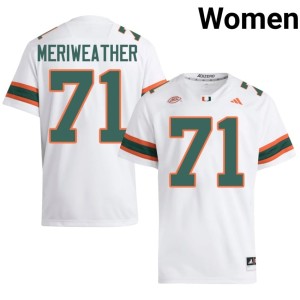 White College Football Miami Hurricanes NCAA Jamal Meriweather Women's #71 Jerseys 881878-867