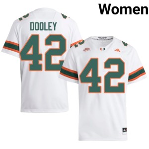White #42 Miami College Football Womens Stitched Jim Dooley Jerseys 251838-103