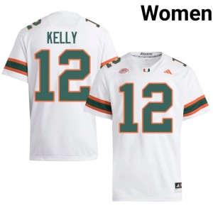 White #12 Miami College Football High School Women Jim Kelly Jersey 809926-759
