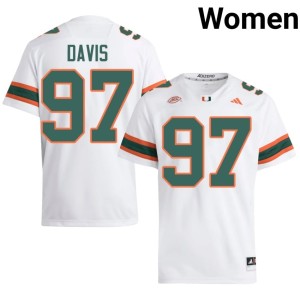 White #97 Miami of Florida College Football Women's Keona Davis NCAA Jersey 511881-532