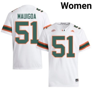White University of Miami Kiko Mauigoa #51 Women's High School College Football Jerseys 750323-161