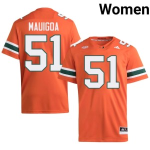 Orange Stitched #51 Kiko Mauigoa UMiami Hurricanes Women's College Football Jersey 628319-989